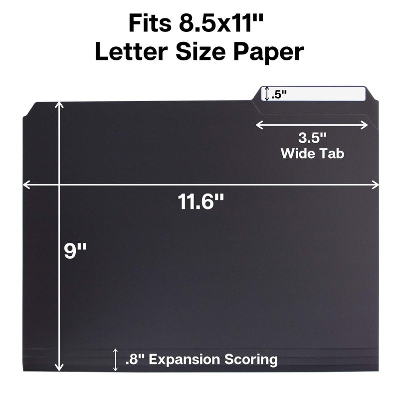 Dunwell Plastic Black 3-Tab Folders, (12 Pack), Sturdy 1/3 Tab File Folders for 8.5x11 Documents, Plastic Manila Filing Sleeves, Acid-Free Poly, Includes Labels - Image 5